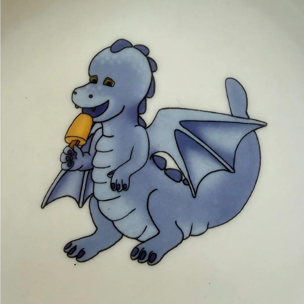 IKEA Smaskig Vintage 1999 Flying Dragon Plate & Bowl Set Porcelain 16558 Footed